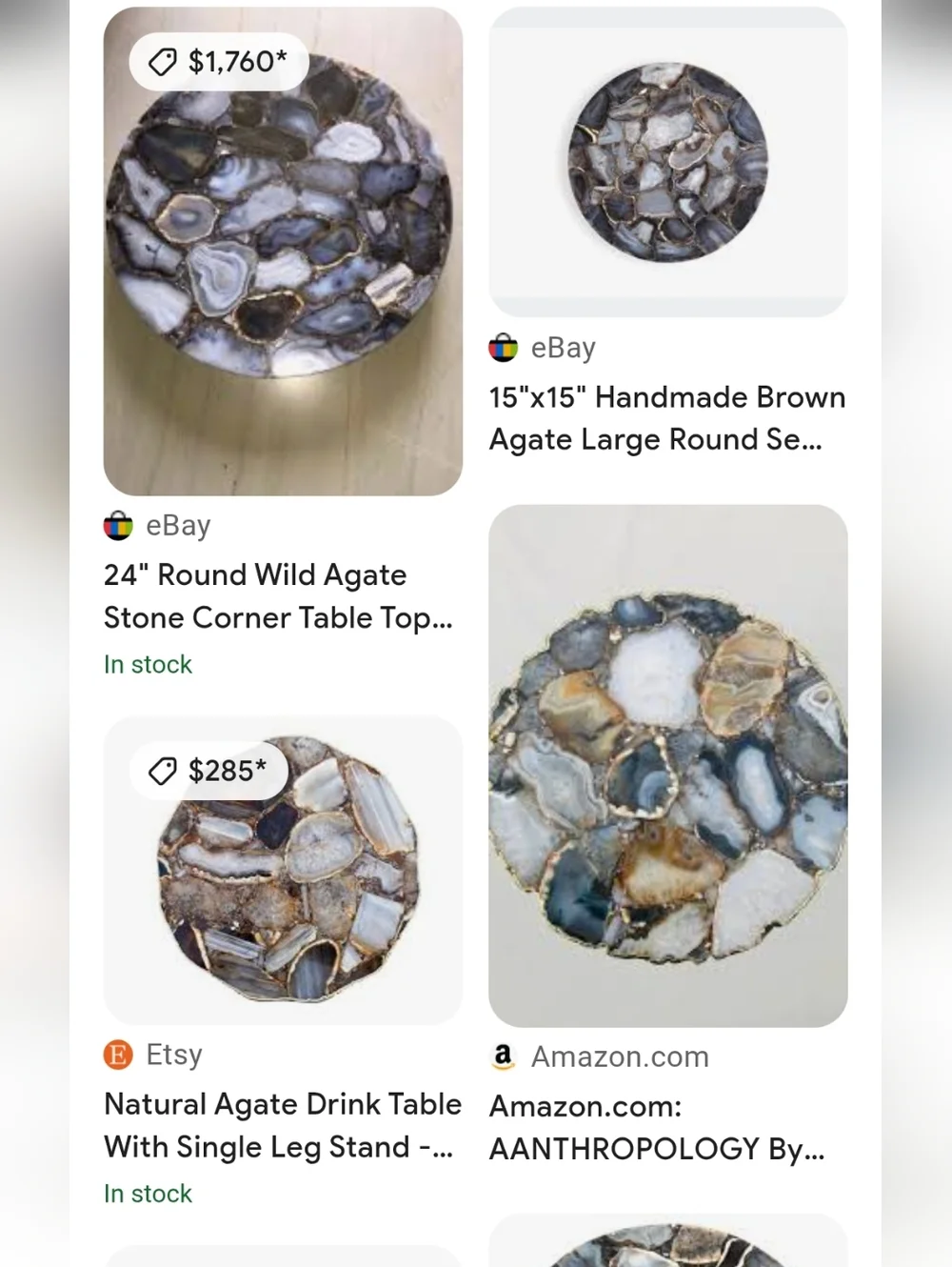 Stone Agate Trivet Set – Round Natural Slice Design – Modern Boho Decor – New